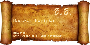 Bacskai Boriska névjegykártya